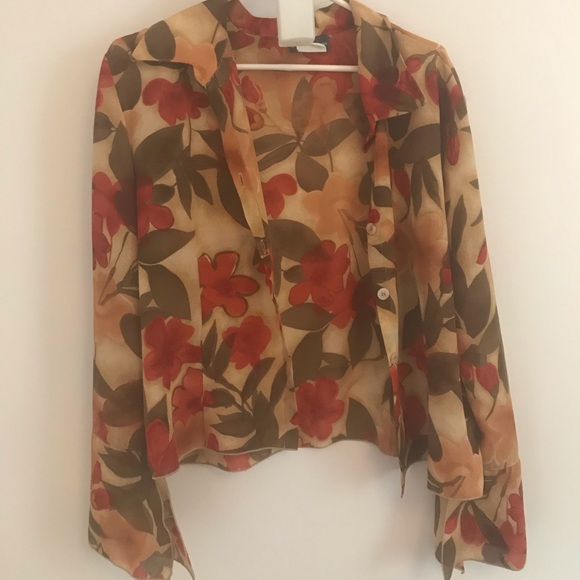 Vintage Y2K Flare Sleeve Floral Blouse - Picture 3 of 7